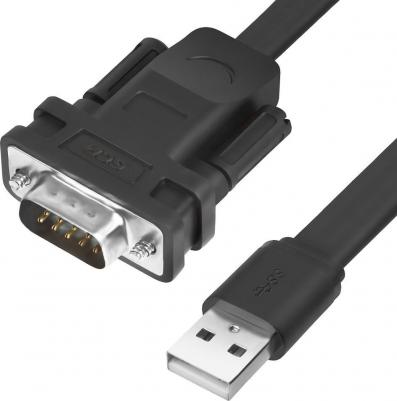 Кабель USB 2.0(AM)-COM(9M), плоский, 1м, черный (GCR-UOC5M-BCG-1.0m) – фото 2