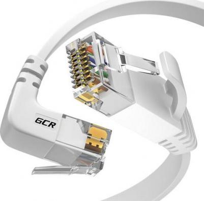 Патч-корд PROF плоский нижний угол UTP cat.6 10 Гбит/с RJ45 LAN компьютерный кабель для интернета 24K белый 10.0м – фото 2