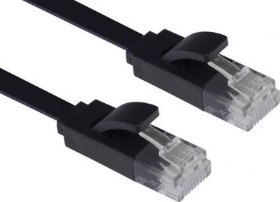 Патч-корд PROF плоский прямой 10.0m, UTP медь кат.6, черный, 30 AWG – фото 1