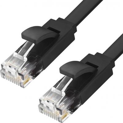 Патч-корд PROF плоский прямой 10.0m, UTP медь кат.6, черный, 30 AWG – фото 2