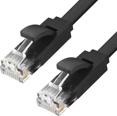 Патч-корд PROF плоский прямой 10.0m, UTP медь кат.6, черный, 30 AWG – фото 2