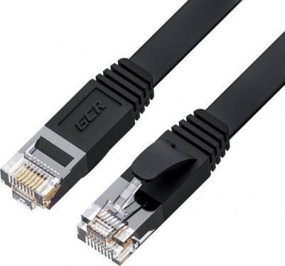 Патч-корд PROF плоский прямой 15.0m, UTP медь кат.6, черный, 30 AWG