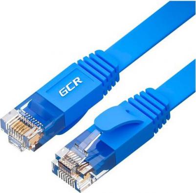 Патч-корд PROF плоский UTP cat.6 10 Гбит/с RJ45 LAN компьютерный кабель для интернета медный синий 0.3м – фото 1