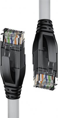 Патч-корд прямой 0.5m UTP кат.5e, серый, черные коннекторы, 24 AWG, литой, ethernet high speed 1 Гбит/с, RJ45, T568B – фото 4