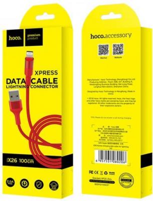 Дата-кабель X26 USB - Lightning 8-pin нейлон, 2.0A 1 м, Red – фото 2