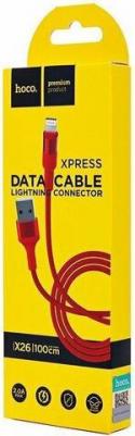 Дата-кабель X26 USB - Lightning 8-pin нейлон, 2.0A 1 м, Red – фото 4