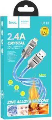 Кабель Lightning to Type-C (PD), U113, 1м, силиконовый, синий – фото 1