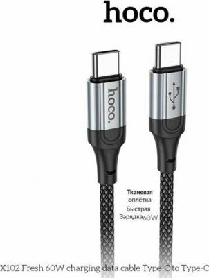 Кабель Type-C на Type-C, X102, 1м, 60W, черный – фото 2