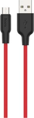 Кабель USB - микро USB X21 Plus, 2.0м, круглый, 2.4A, силикон, цвет красный, чёрная вставка