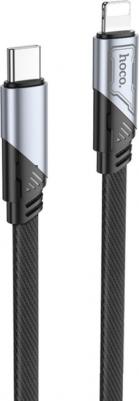 Кабель USB Type-C-Lightning 8-pin, плоский, 3А, 27 Вт, 1.2 м, черный, U119 Machine