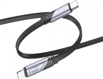 Кабель USB Type-C-Lightning 8-pin, плоский, 3А, 27 Вт, 1.2 м, черный, U119 Machine – фото 1