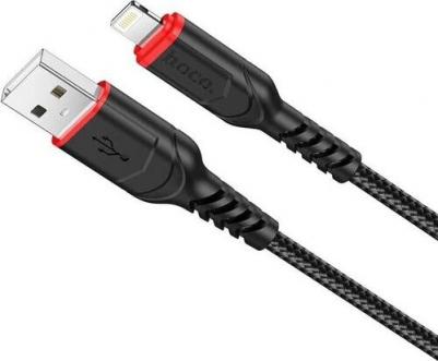 Кабель USB X59 Victory Lightning 8-pin, 1м, 2.4A, нейлон (черный)