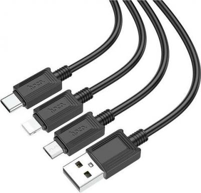 Кабель-зарядка USB X74 3в1 Micro/Lightning/Type-C, 1 м, черный – фото 3