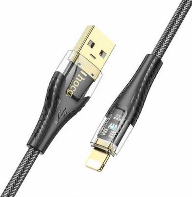 USB Кабель Type-C, U121, 1.2м, прозрачный черный – фото 1