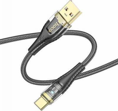USB Кабель Type-C, U121, 1.2м, прозрачный черный