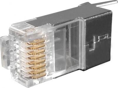 Сетевой коннектор под витую пару RJ-458P8C PLUG-8P8C-UV-C6-TW-SH-10 – фото 1