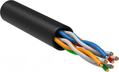 Витая пара U/UTP кат.5E 4х2х24AWG solid LDPE черный, цена за 1 упак – фото 2