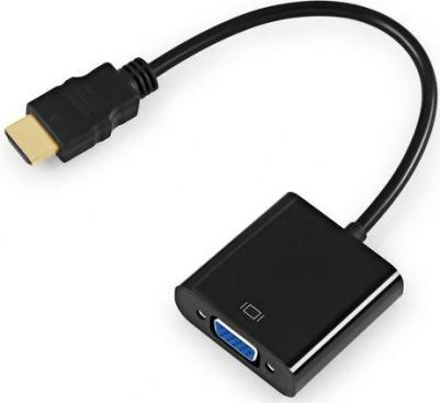 Переходник VGA KP-HDMI(m)-VGA(f), HDMI (m) - VGA (f), 0.1м, черный