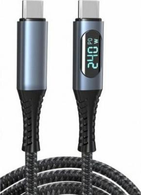 Кабель USB4 Type-C(m)-USB4 Type-C(m), экранированный, быстрая зарядка, 5A 1 м, черный – фото 2