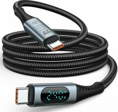 Кабель USB4 Type-C(m)-USB4 Type-C(m), экранированный, быстрая зарядка, 5A 1 м, черный – фото 5