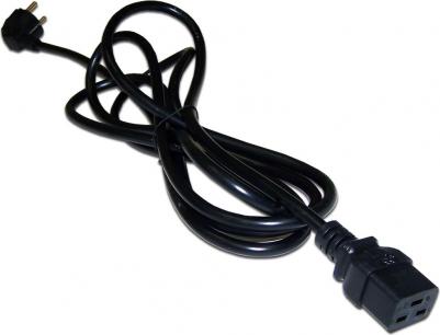 Кабель питания C19-Schuko (M), 16А, угловая вилка/прямой штекер, 50 см, черный