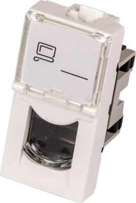 Вставка Mosaic 22.5x45, RJ-45 UTP, кат.5e, со шторкой и увеличенным окном маркировки, LAN-SIP-22U5E-WH