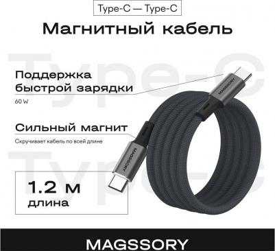 Кабель Type C - Type C 1.2m CBL001 60W темно-серый – фото 4
