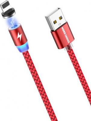 Дата-кабель K61Si, Smart USB 2.4A для Lightning 8-pin Magnetic, нейлон 1м Red – фото 2