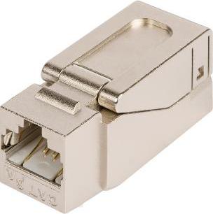 Модуль-вставка типа Keystone, Кат.6a, 500МГц, RJ45/8P8C, самозажимной, T568A/B, полный экран, металлик – фото 1