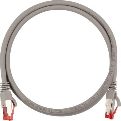 Патч-корд SSTP кат.6a, 5м, RJ45-RJ45, серый, CU, LSZH, Slim Line