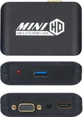 Адаптер AY92 USB3.0 to HDMI+VGA, внешняя видеокарта