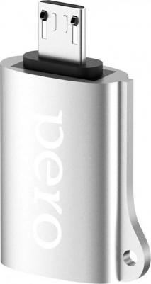 Адаптер AD02 OTG MICRO USB TO USB 2.0, серебристый – фото 1