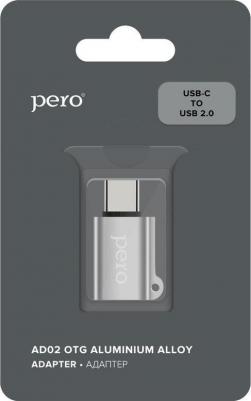 Адаптер AD02 OTG TYPE-C TO USB 2.0, серебристый – фото 2