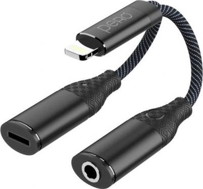 Аксессуар AD12 Lightning - Lightning/Mini Jack 3.5mm Black PRAD12BK – фото 1