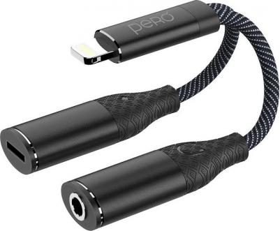 Аксессуар AD12 Lightning - Lightning/Mini Jack 3.5mm Black PRAD12BK