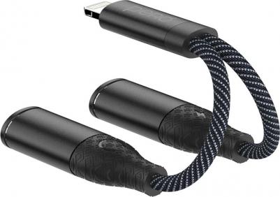 Аксессуар AD12 Lightning - Lightning/Mini Jack 3.5mm Black PRAD12BK – фото 2