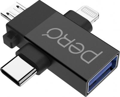 Аксессуар AD14 OTG USB 3.0 - Lightning + USB-C + MicroUSB Black PRAD14BL – фото 5