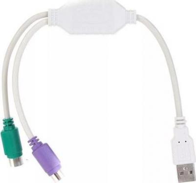 Кабель 6-082-PS2, USB 2.0 A(m) - PS/2 (f), круглое, 0.1м, пакет, серый