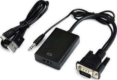 Переходник аудио-видео 5-982-0.15, VGA (m) - HDMI (f), Jack 3.5 (f), 0.15м, черный – фото 1