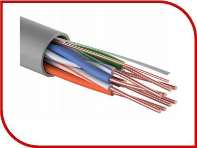 Кабель витая пара омедненный, U/UTP, CAT 5e, PVC, 4PR, 24AWG, INDOOR, SOLID, серый, 100м, цена за 1 бухта
