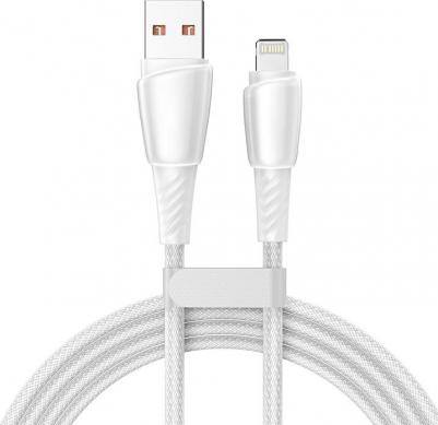 Кабель USB-A – Lightning для Apple, 2,4А, 1м, в белой нейлоновой оплетке, цена за 1 шт – фото 2