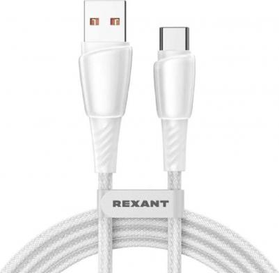 Кабель USB-A – Type-C, 5А, 100Вт, 1м, в белой нейлоновой оплетке, цена за 1 шт – фото 2