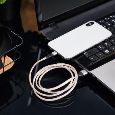 Кабель USB - Lightning 2.4A 1m White Nylon 18-7056 – фото 1