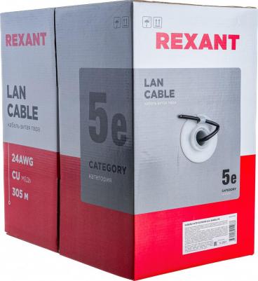 Кабель витая пара F/UTP, CAT 5e, PE, 2PR, 24AWG, OUTDOOR, SOLID, черный, 305м, цена за 1 бухта