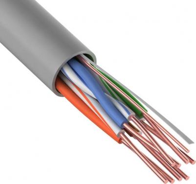 Кабель витая пара U/UTP, CAT 5e, ZH нг(А)-HF, 4PR, 24AWG, INDOOR, SOLID, серый, 305м, РФ, цена за 1 бухта – фото 1