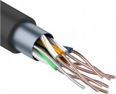 Кабель витая пара U/UTP, CAT 5e, ZH нг(А)-HF, 4PR, 24AWG, OUTDOOR, SOLID, черный, 305м, цена за 1 бухта – фото 1