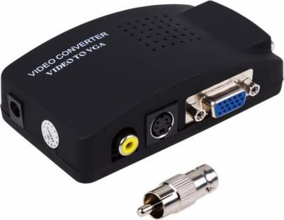 Конвертер BNC/RCA + S-video на VGA + переходник, пластик, цена за 1 шт