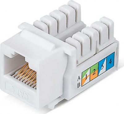 Модуль Keystone Jack RJ-45, UTP неэкранированный, CAT 6, тип 90 градусов, белый PRO, цена за 1 шт