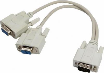 Переходник штекер VGA - 2 гнезда VGA, провод, цена за 1 шт – фото 4