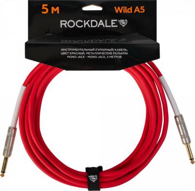 Wild A5 инструментальный кабель, цвет красный, металлические разъемы mono jack - mono jack, 5 метров